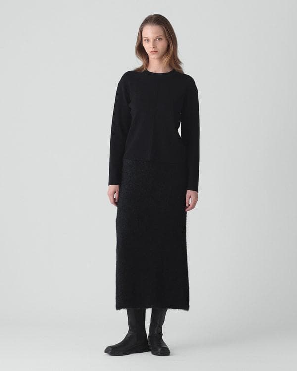 theory luxe 25AW 雑誌掲載 ペンシル シャギー スカート 黒