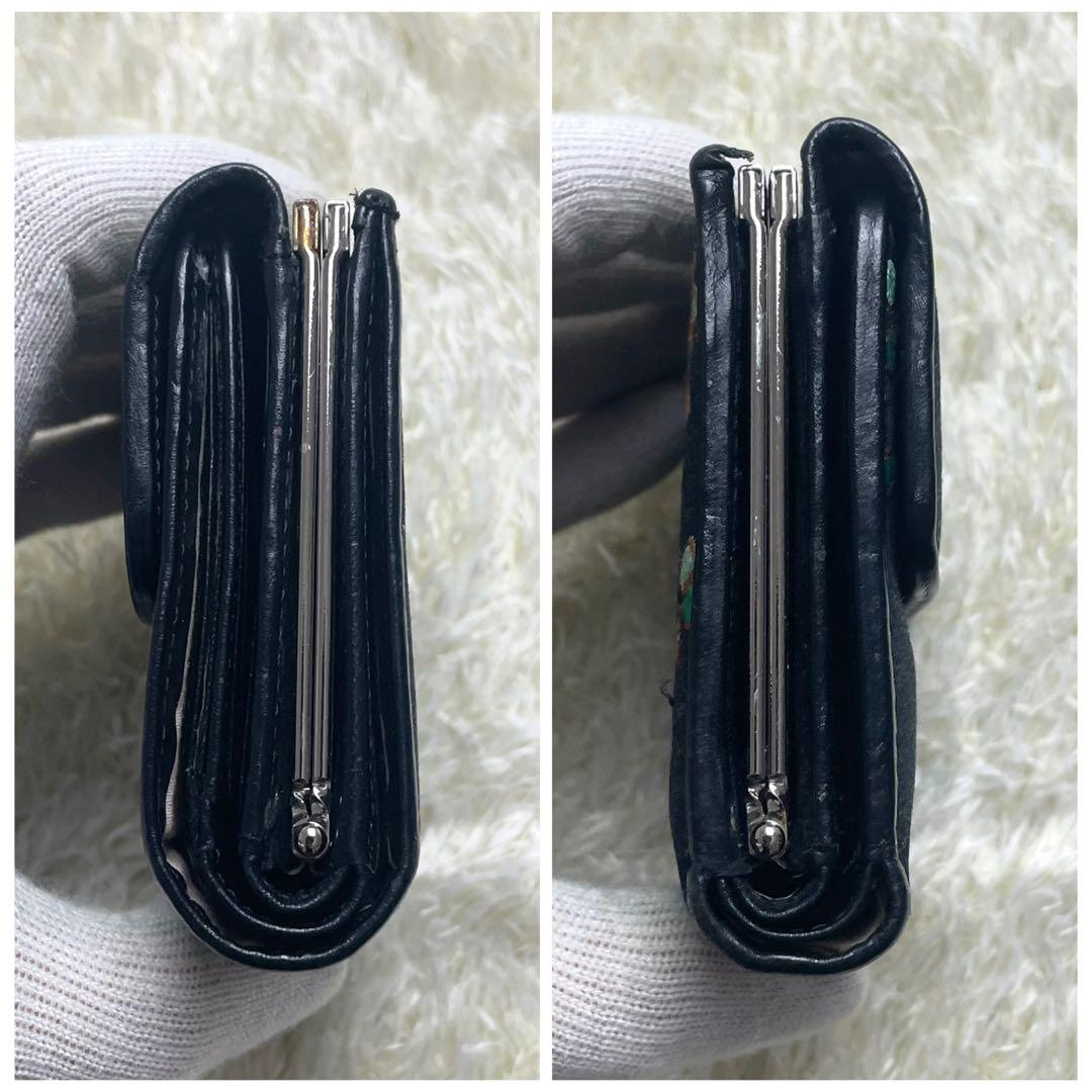 ヴィヴィアンウエストウッド 二つ折り財布 がま口 コットン 総柄 ダークグレー