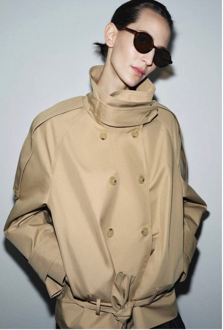 【新品未使用】ZARA ショート丈ハイネックトレンチコート　M