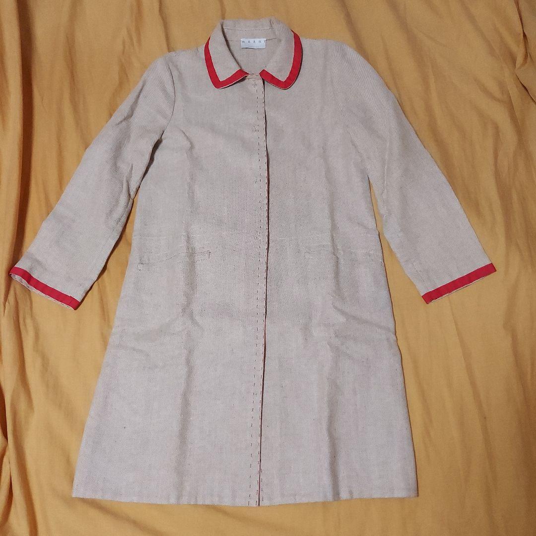 専用♥️美品マルニリネン綿襟付きコート ベージュ/赤
