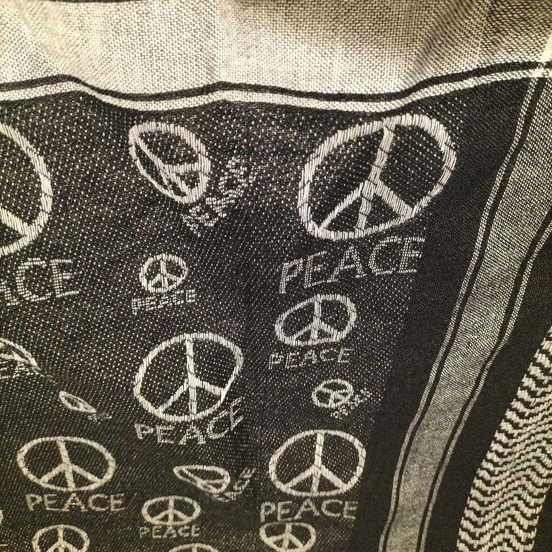 PPFM 黒ストール　PEACE柄