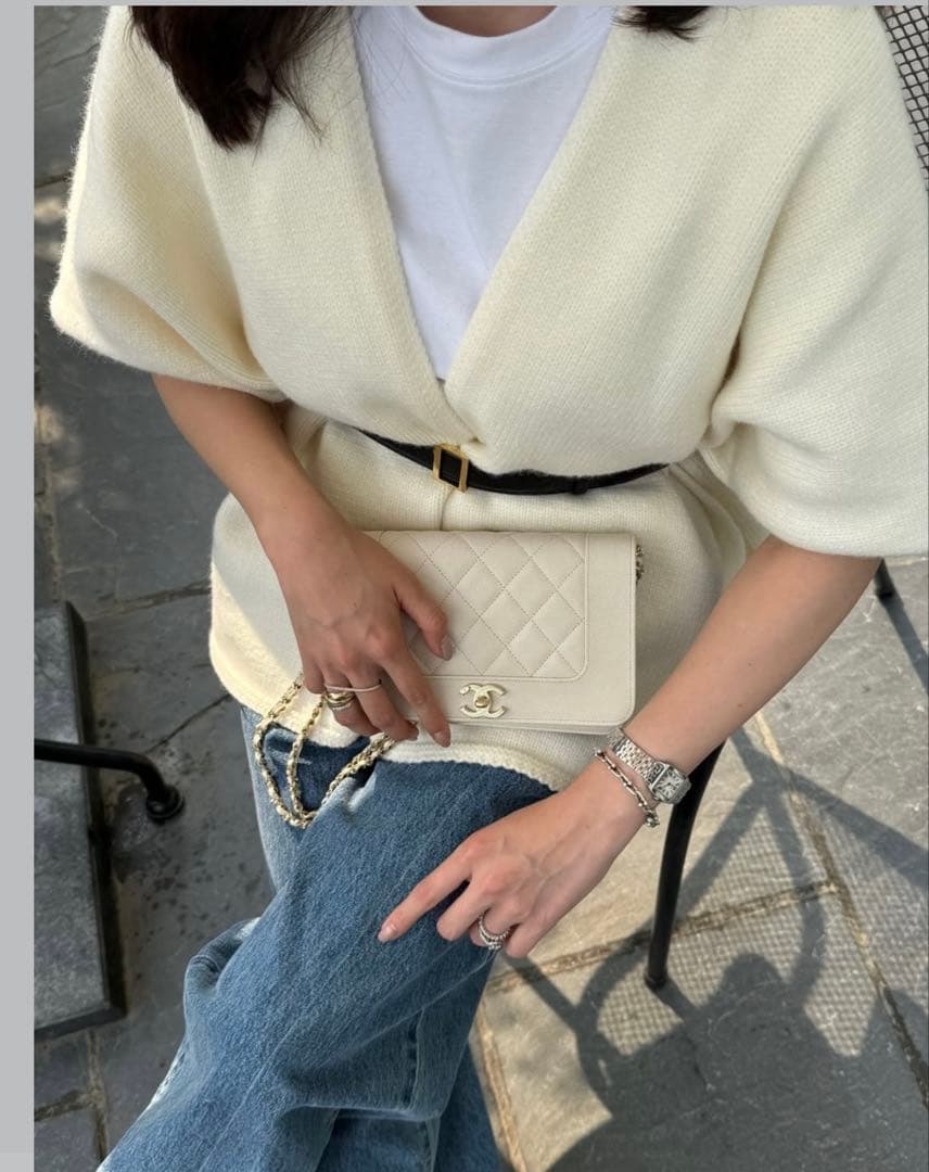 ⭐︎本日のみ限定価格⭐︎YONFA ニットケープカーディガン (ivory)