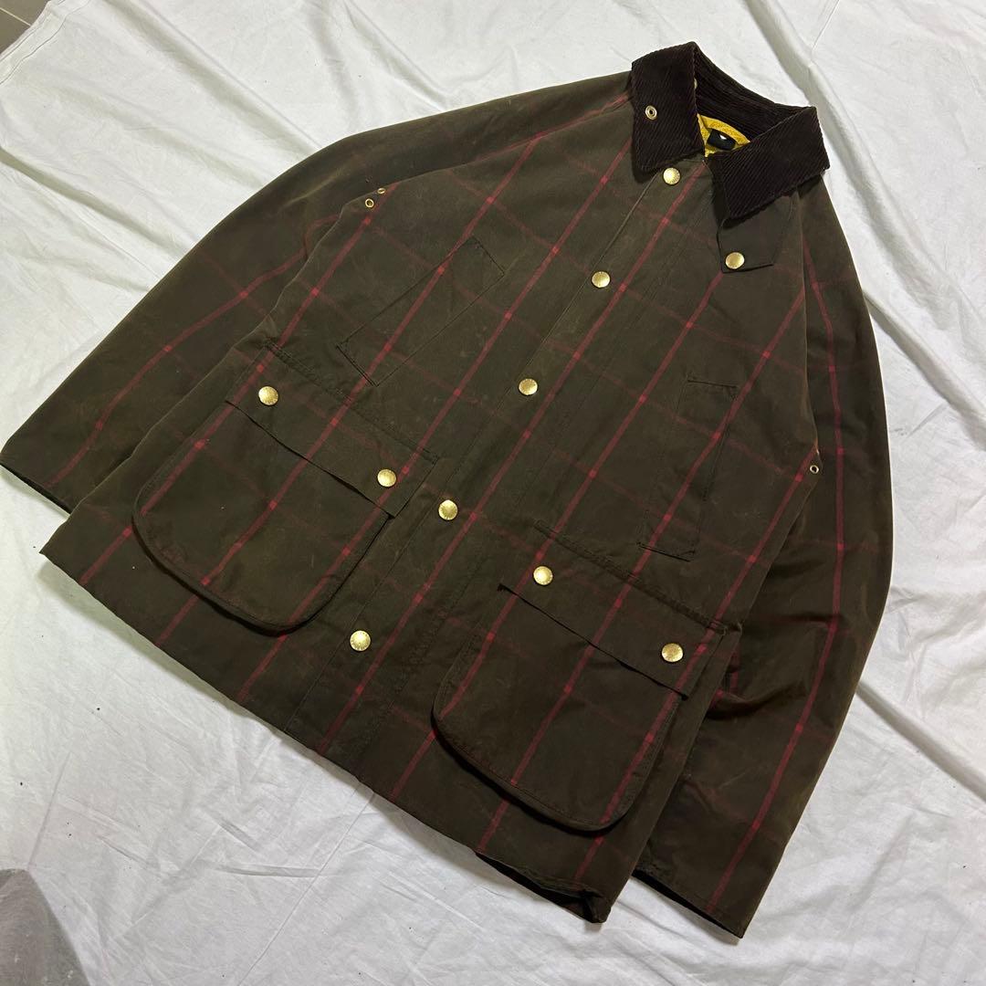 Barbour チェック柄 オイルドジャケット　38 アメカジ　ユーロ