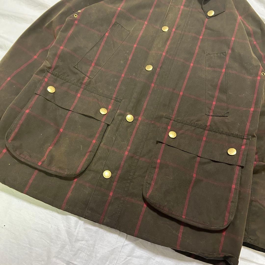 Barbour チェック柄 オイルドジャケット　38 アメカジ　ユーロ