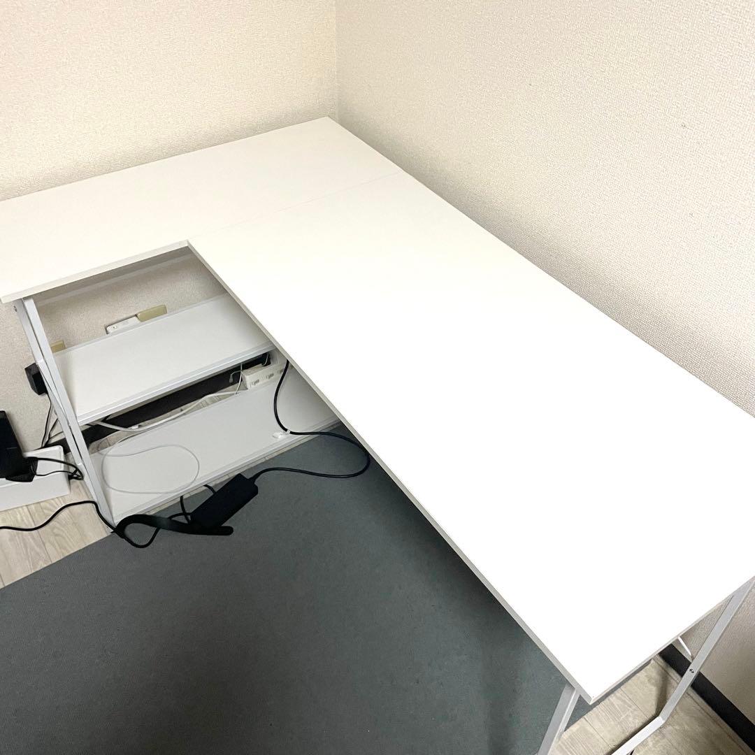 【中古美品】(※値下げ不可)アイリスプラザ L字デスク(ホワイト)