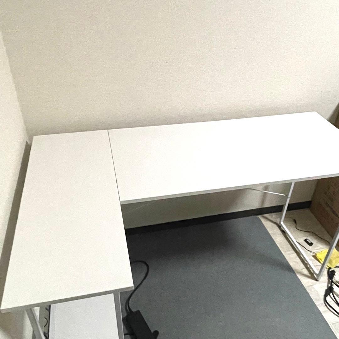 【中古美品】(※値下げ不可)アイリスプラザ L字デスク(ホワイト)
