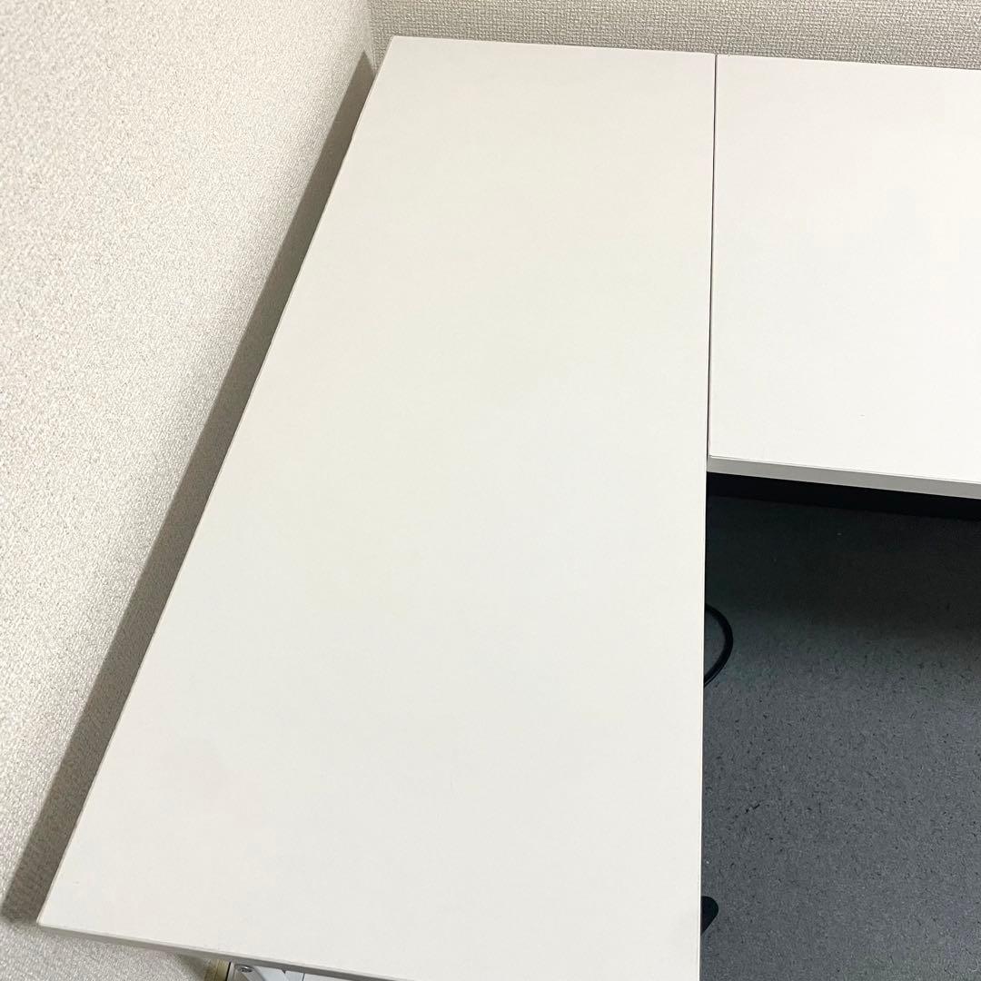 【中古美品】(※値下げ不可)アイリスプラザ L字デスク(ホワイト)