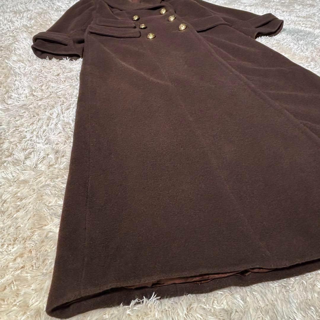 高級 フランス製 AGATHA ウール カシミヤ ロングコート 金ボタン ダブル