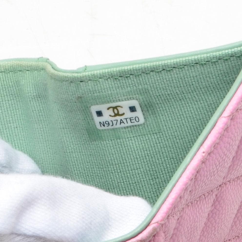 L*d様 CHANEL　スモールウォレット　ピンク　ミントグリーン　三つ折り財布