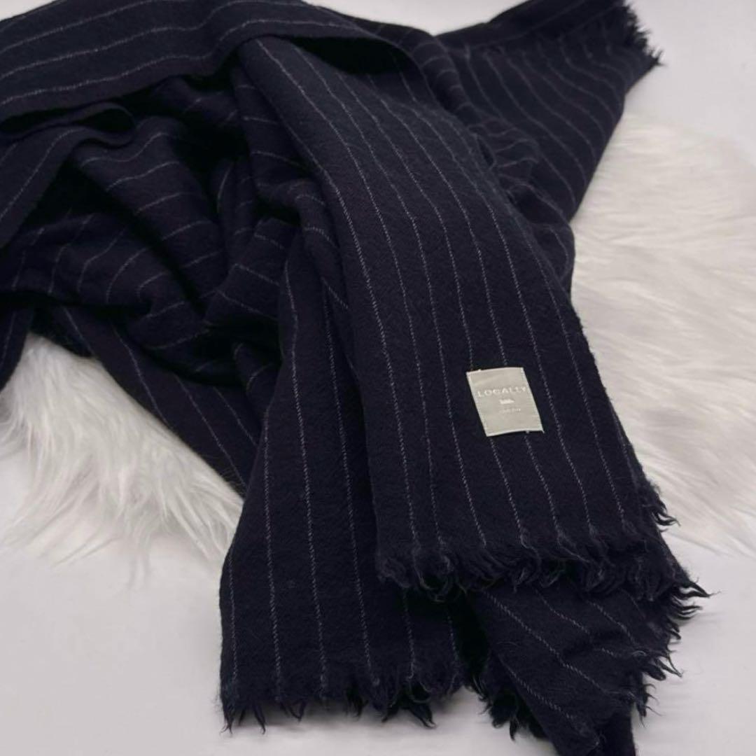 美品✨locally stole 縮絨ウール ネイビー ストール