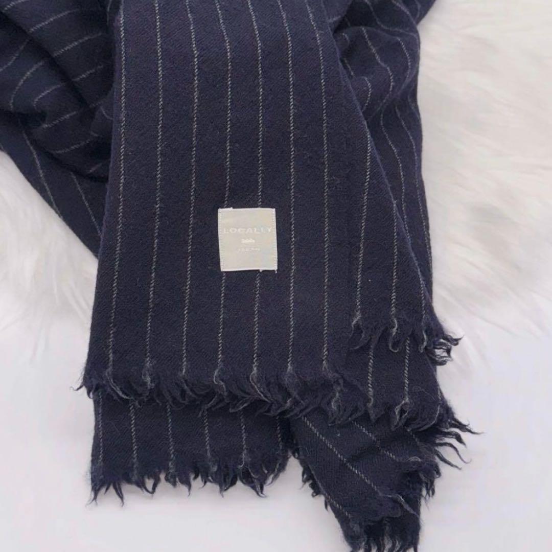美品✨locally stole 縮絨ウール ネイビー ストール