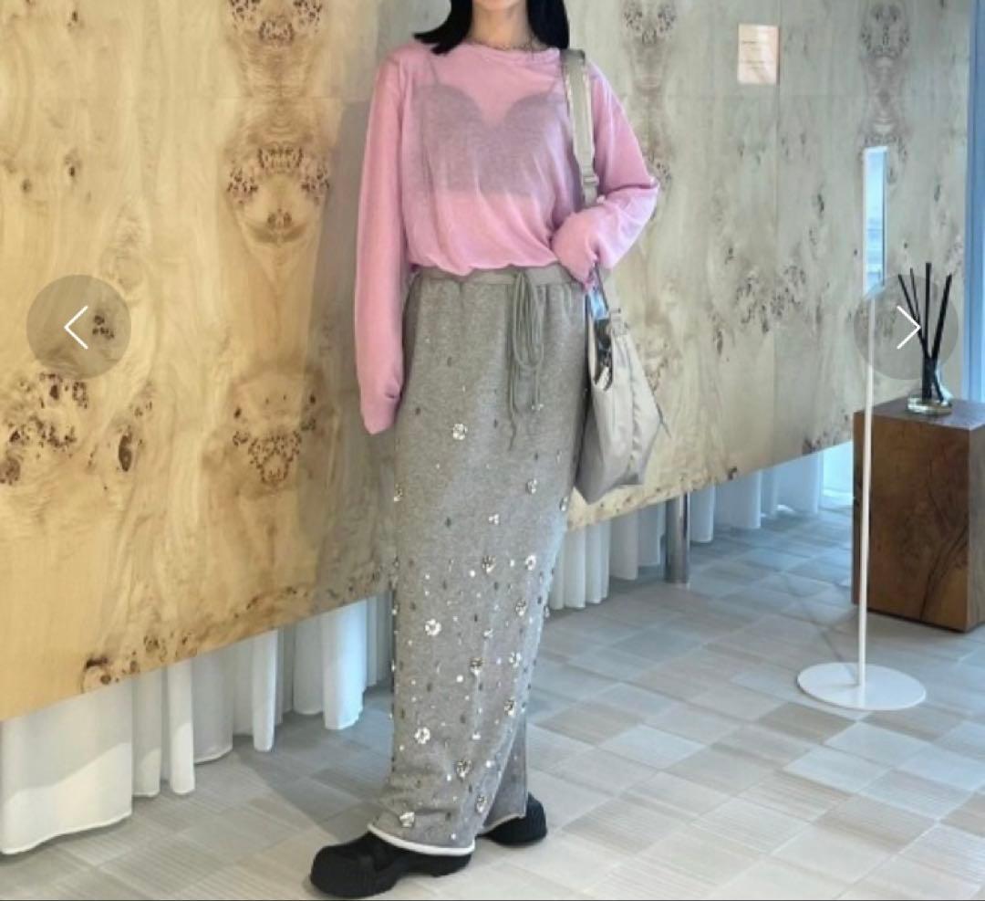 Ameri【未使用】BIJOU MOTIF SWEAT SKIRT 2025