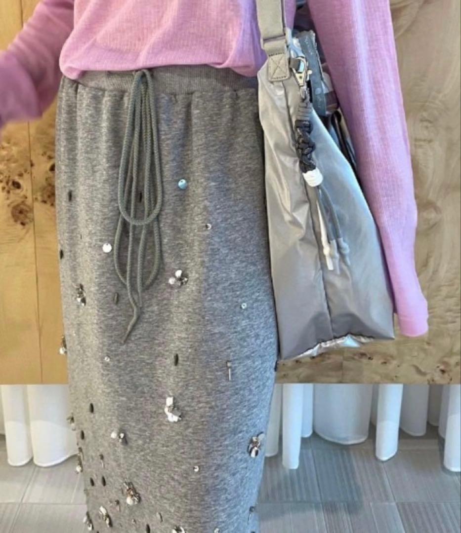 Ameri【未使用】BIJOU MOTIF SWEAT SKIRT 2025