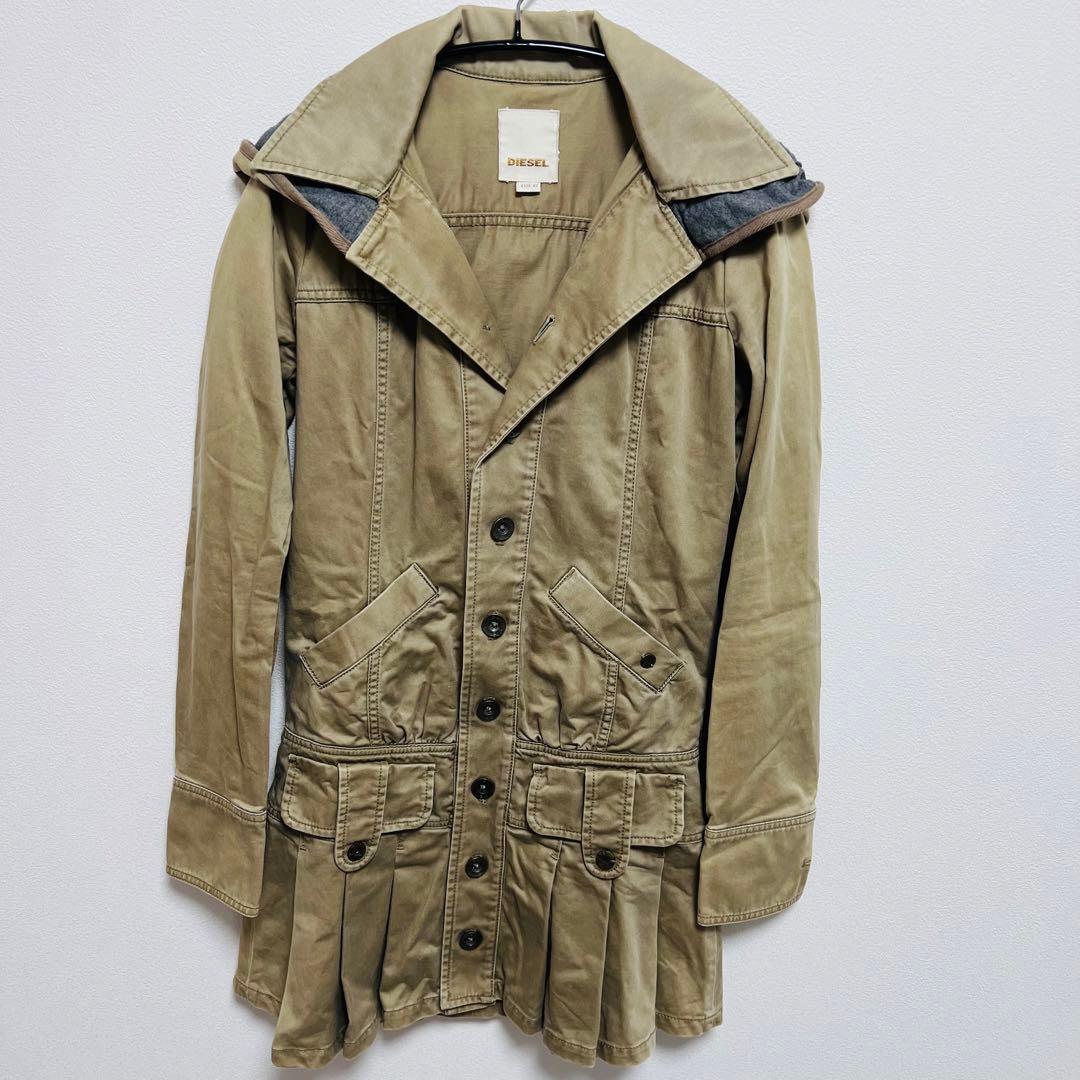 【美品】DIESEL ミリタリージャケット サイズ XS ベージュ フリル付き
