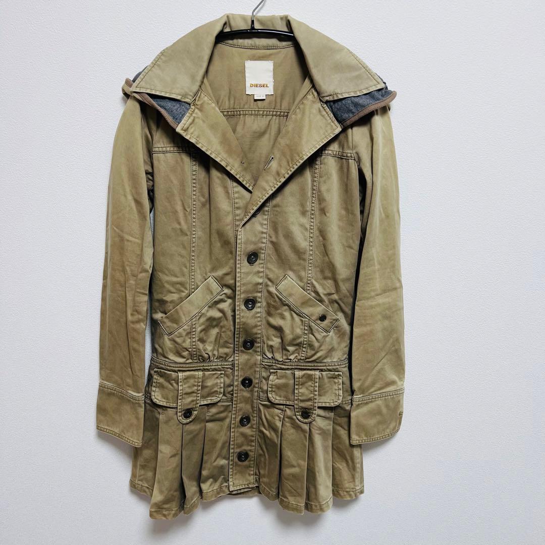 【美品】DIESEL ミリタリージャケット サイズ XS ベージュ フリル付き