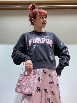 FURFUR／定価2.6万円 ローズタトゥースカートピンクウエストゴム