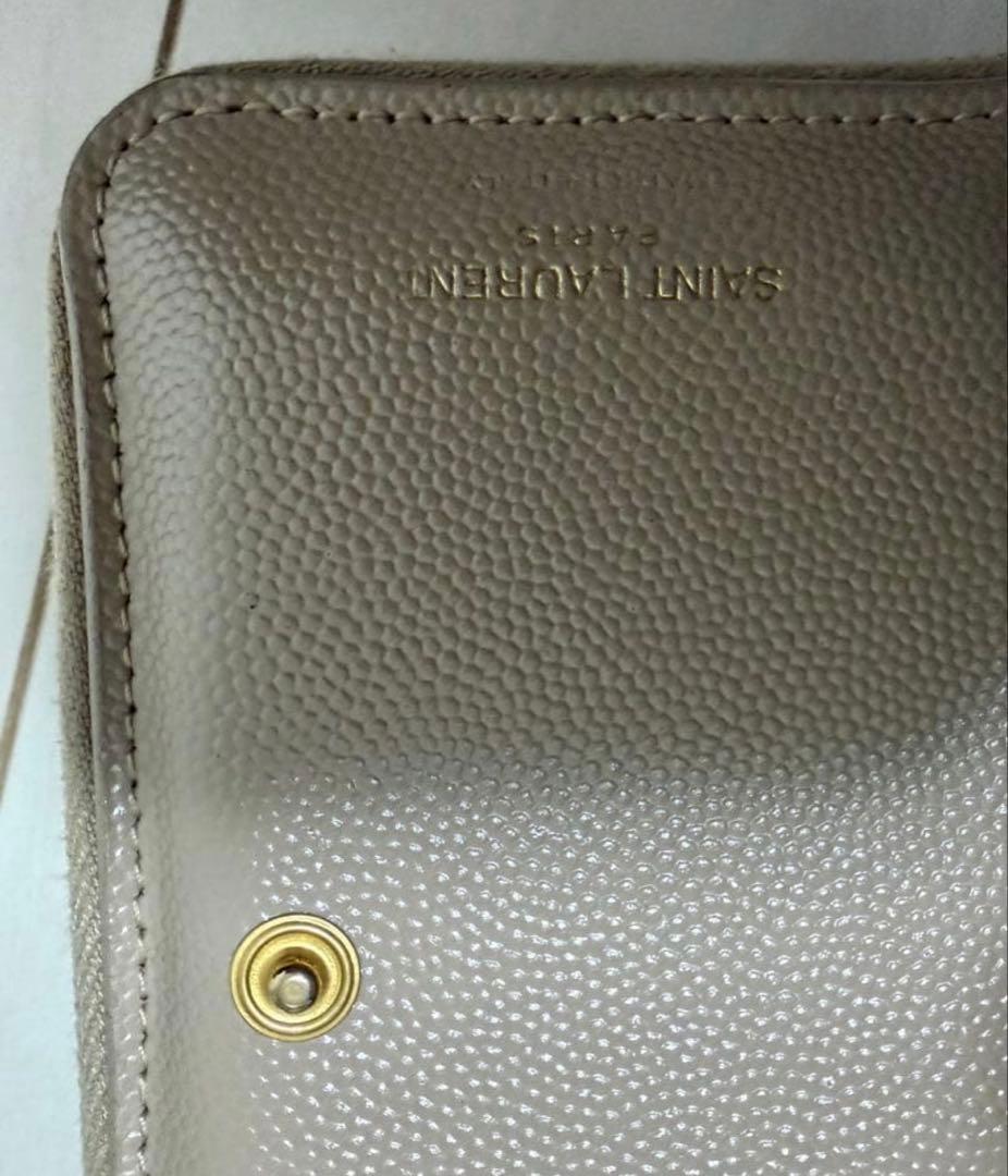 SAINT LAURENT ベージュ 二つ折り財布