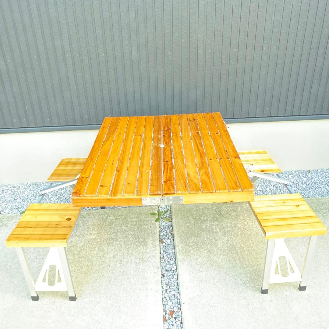 アウトドア テーブルチェアセット 木製
