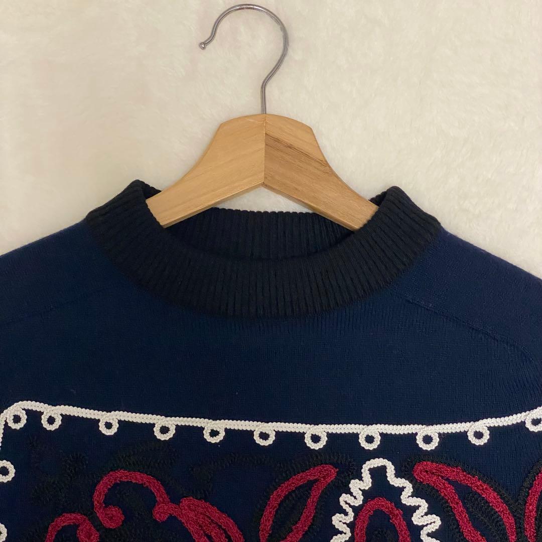sacai ペイズリー 刺繍 ニット サイドジップ ニット ロングワンピース