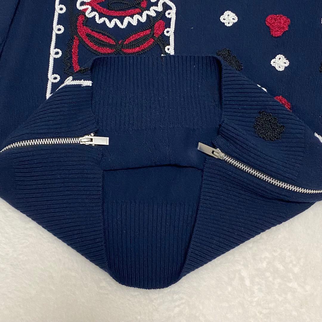 sacai ペイズリー 刺繍 ニット サイドジップ ニット ロングワンピース