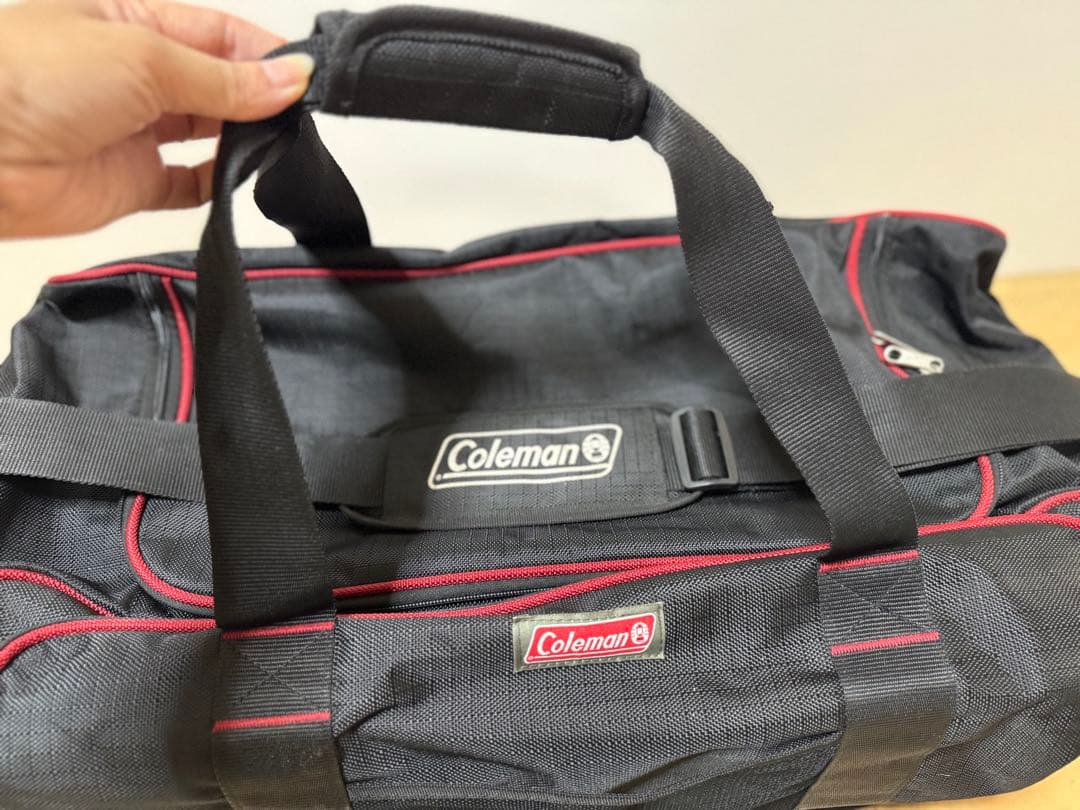 Coleman コールマンキャリー付き　ボストンバッグ　黒/赤　大容量　美品