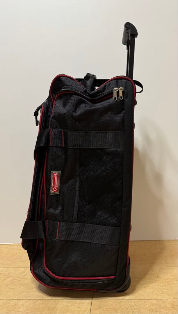 Coleman コールマンキャリー付き　ボストンバッグ　黒/赤　大容量　美品