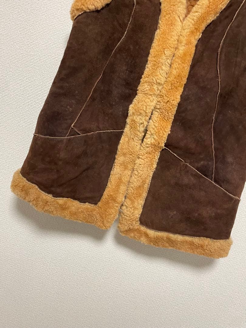 70s 80s Euro vintage ムートンベスト ブラウン ユーロ