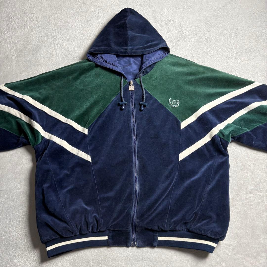 90s GIVENCHY ベロア　ジップパーカー　リバーシブル　シルク