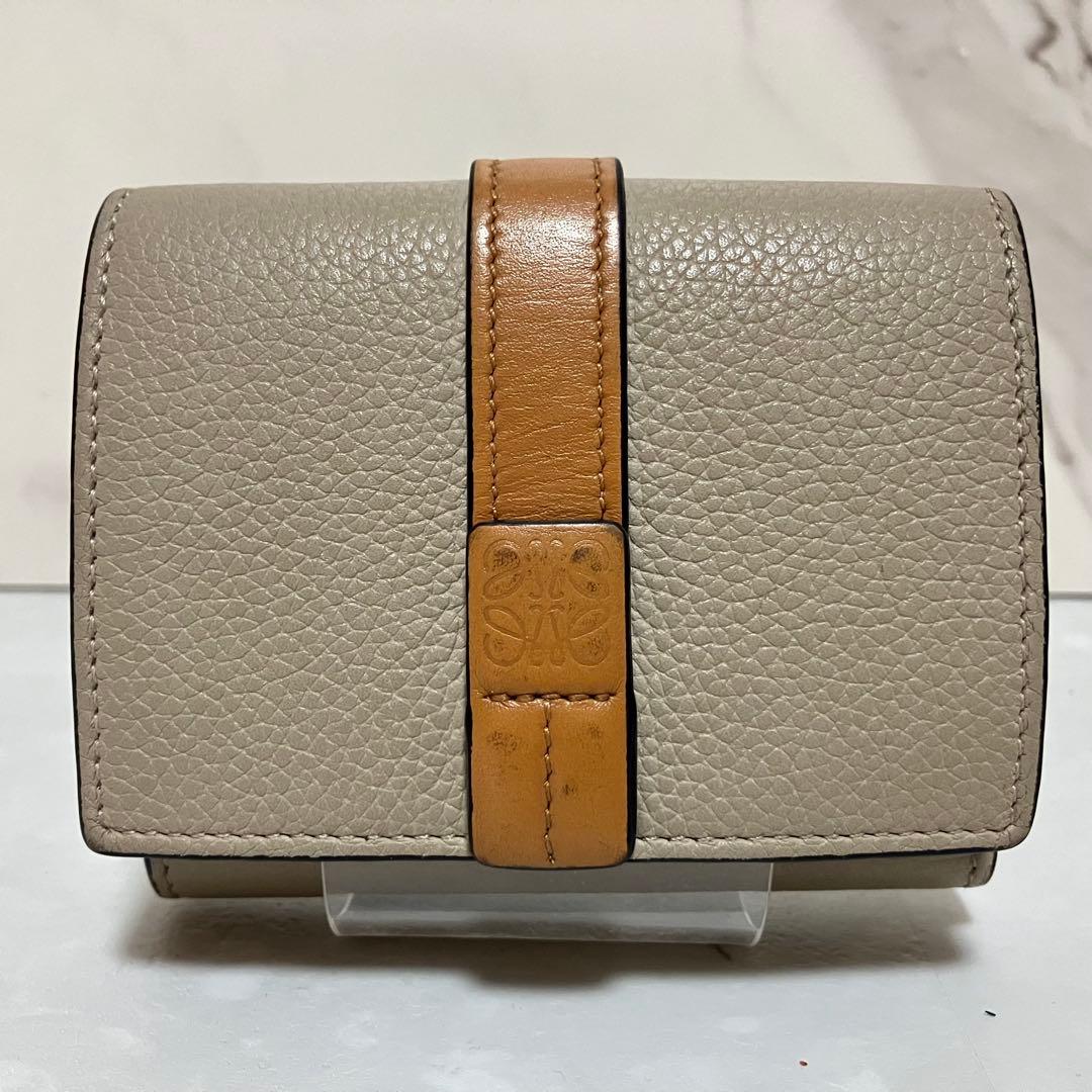 ✨極美品✨ ロエベ バーティカルウォレット 3つ折り財布 バイカラー レザー