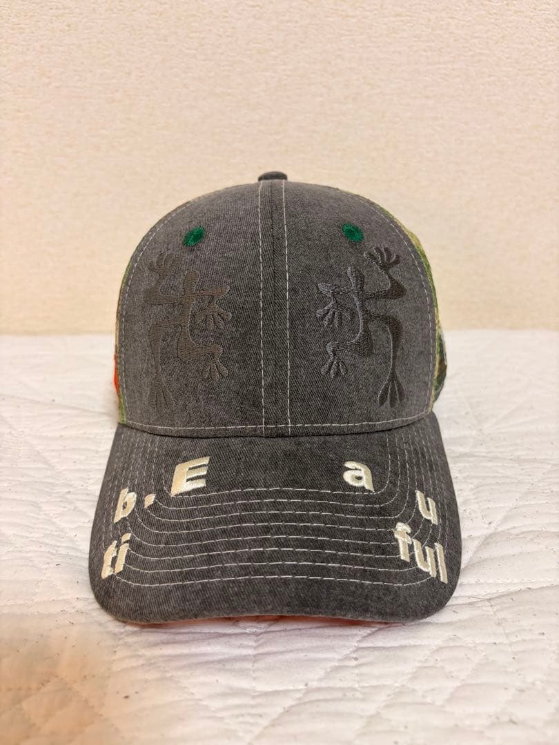 b.Eautiful biyu hat cap カモ メッシュキャップ グレー