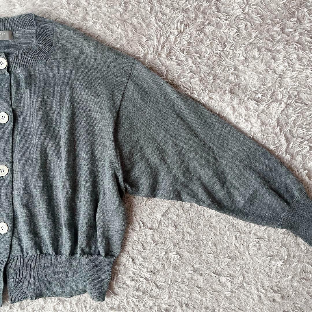 【美品】マーガレットハウエル カーディガン 薄手リネン100％ニット グレー