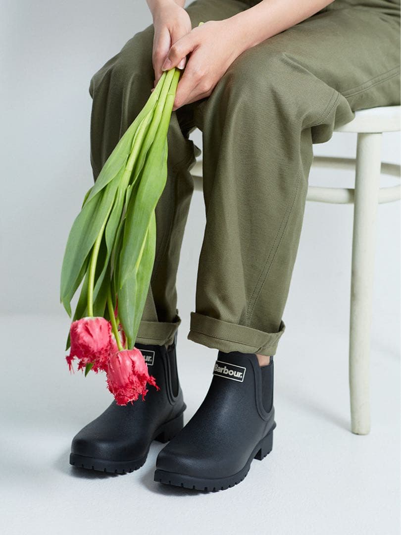 【美品】Barbour Wilton サイドゴア レインブーツ 22〜22.5