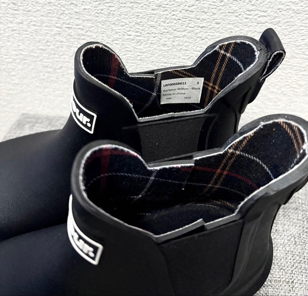 【美品】Barbour Wilton サイドゴア レインブーツ 22〜22.5