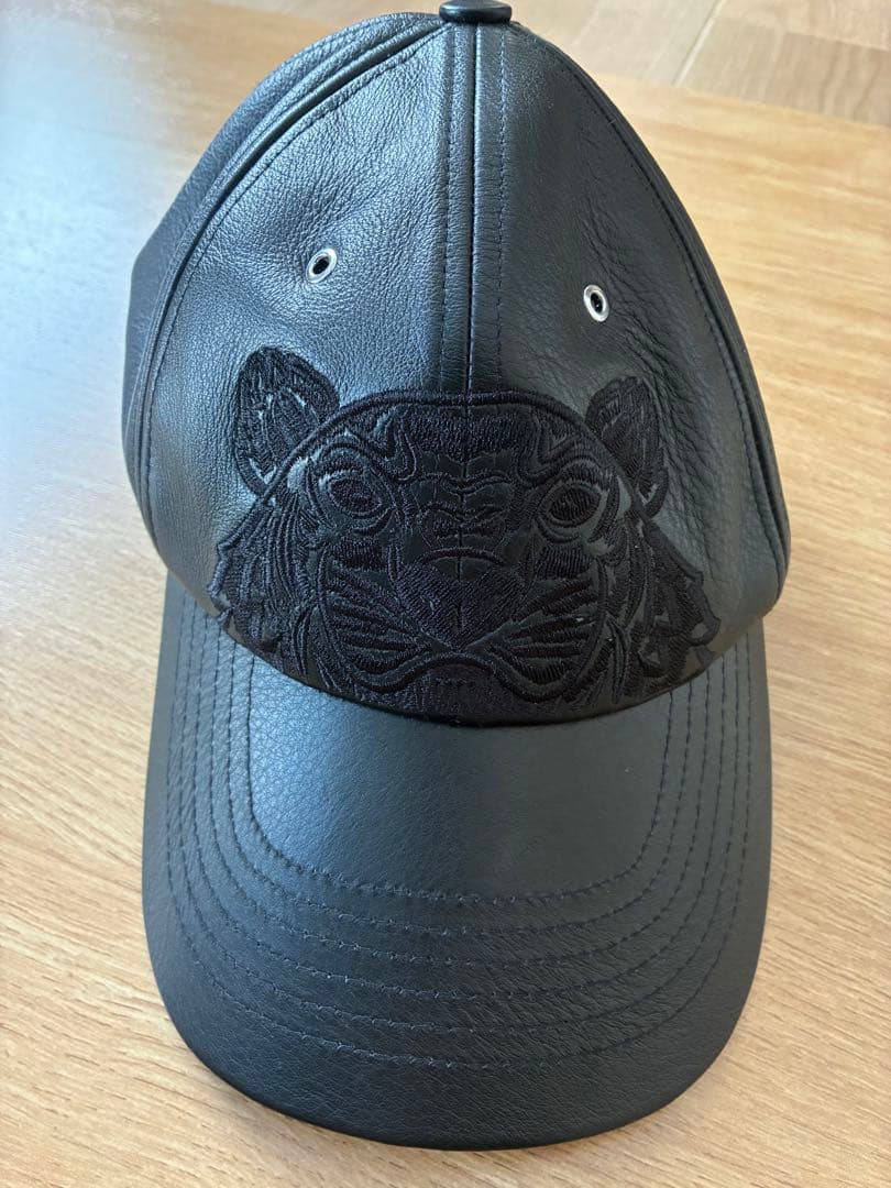 KENZO ブラックレザー キャップ