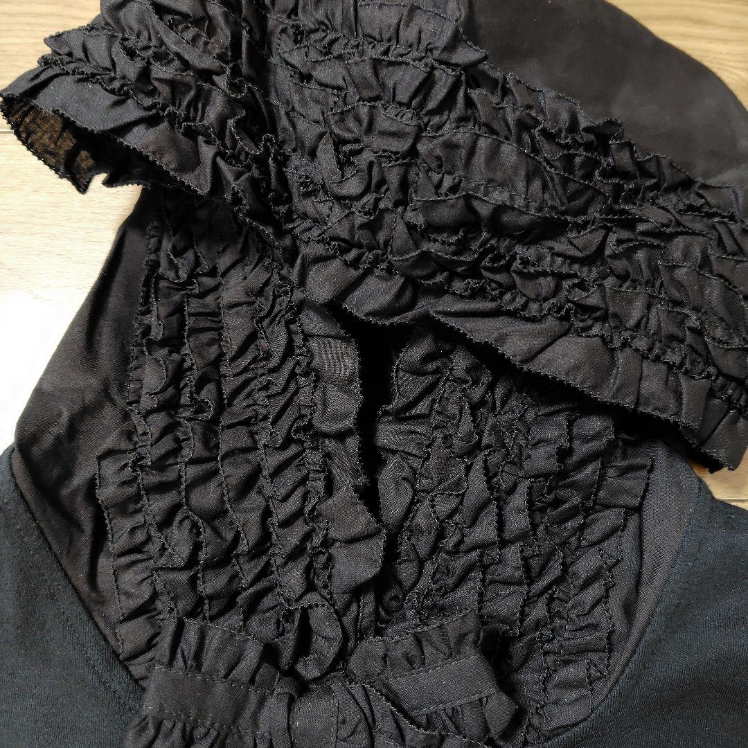 【超美品】ピンクハウス 黒 ピコフリル フード付き カットソーカーディガン