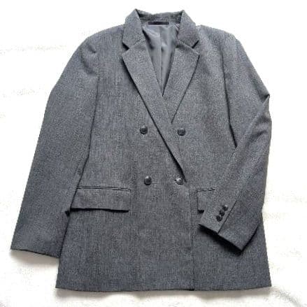 【極美品】UNIQLO ダブルジャケット XL グレー テーラードジャケット