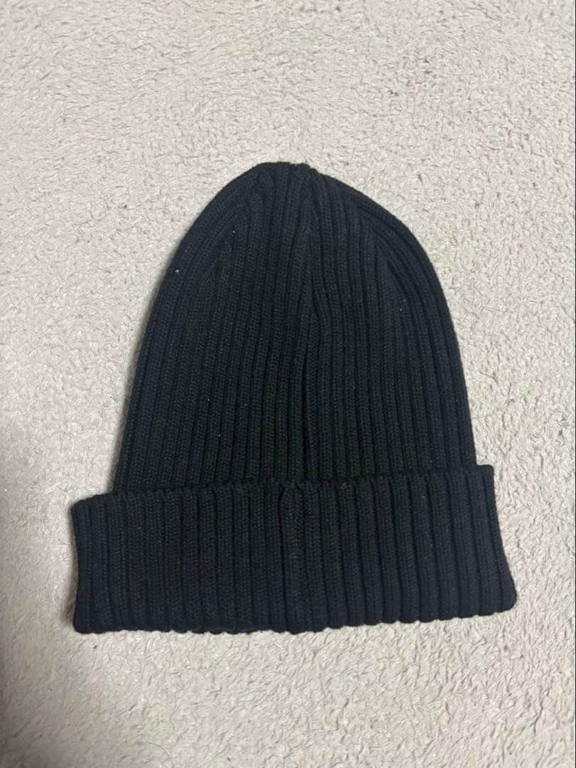 Supreme 黒 ニット帽 リブ編み