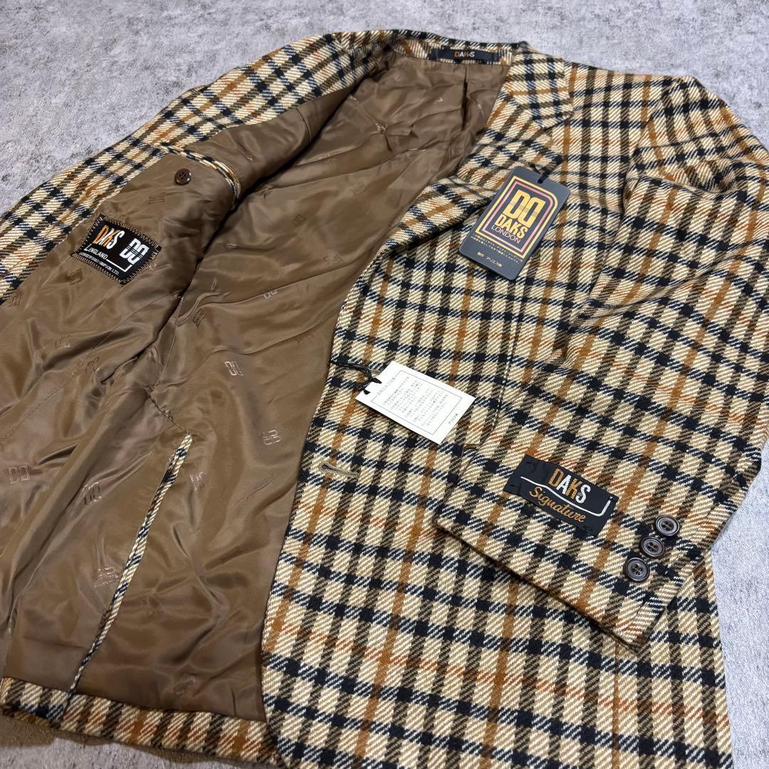 DAKS カシミヤ100% チェックテーラードジャケット 日本製 デッドストック