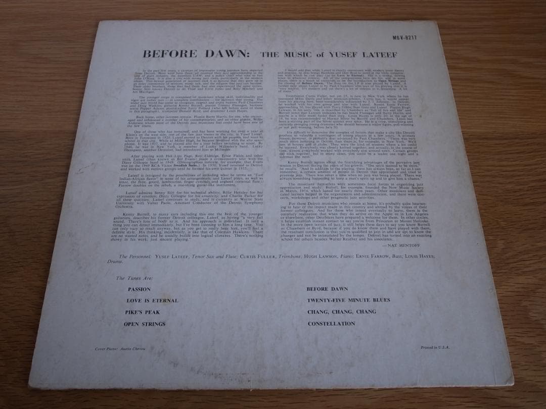 YUSEF LATEEF / BEFORE DAWN VERVE US盤 LP