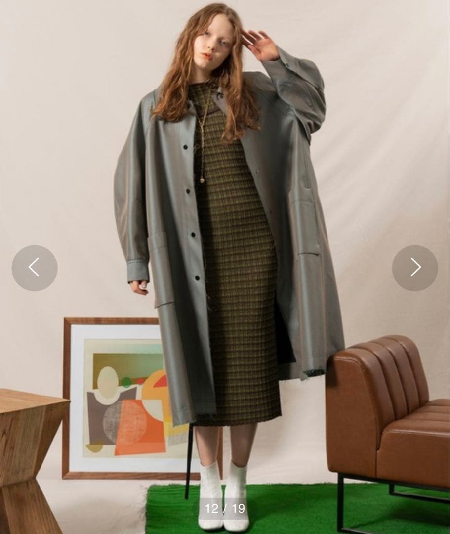美品 メゾンスペシャル シャンブレーコクーンスリーブカラーコート フリーサイズ