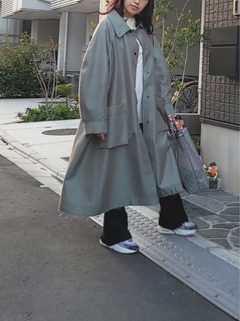 美品 メゾンスペシャル シャンブレーコクーンスリーブカラーコート フリーサイズ