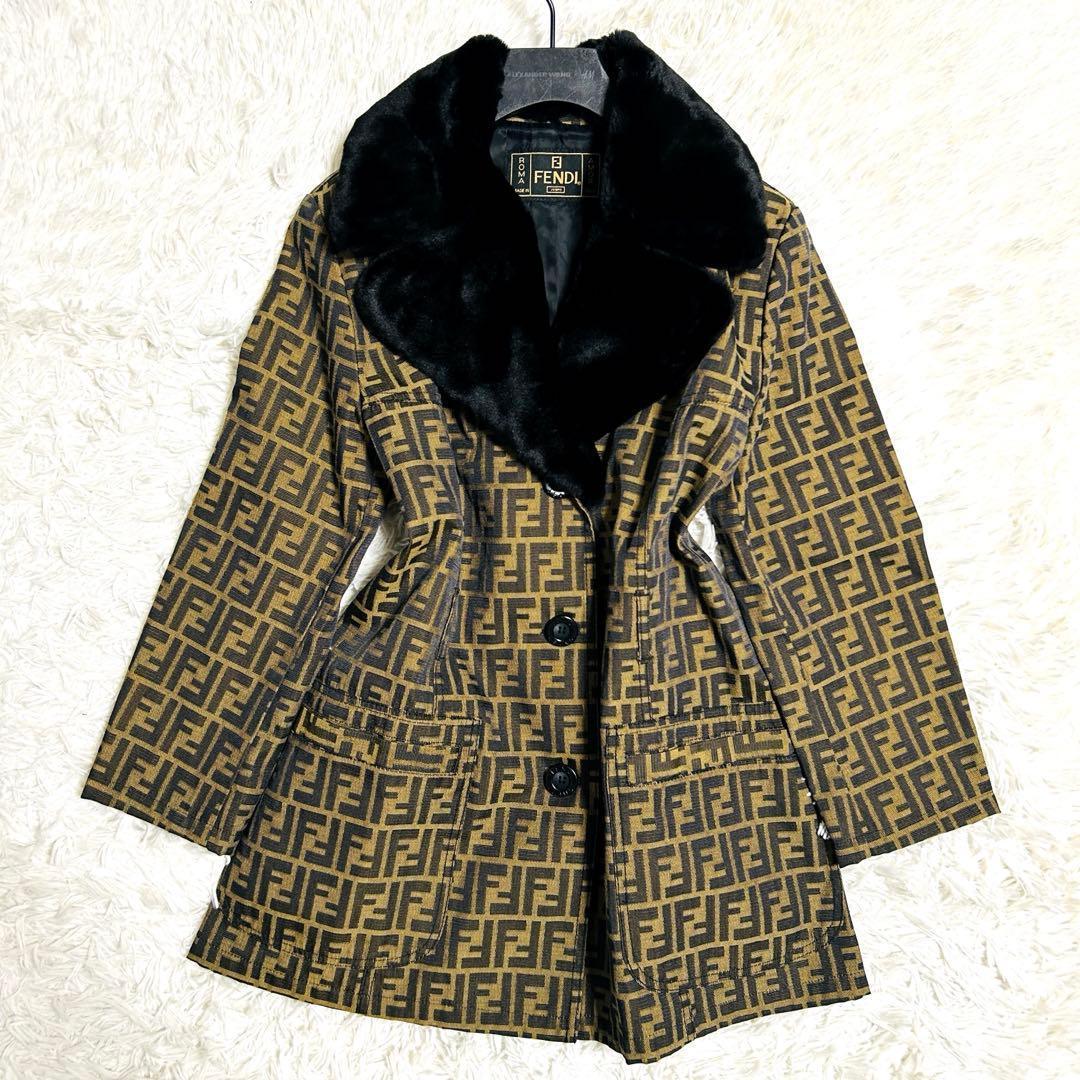 FENDI フェンディ トレンチコート 2way 取り外し可能 ファー ズッカ柄