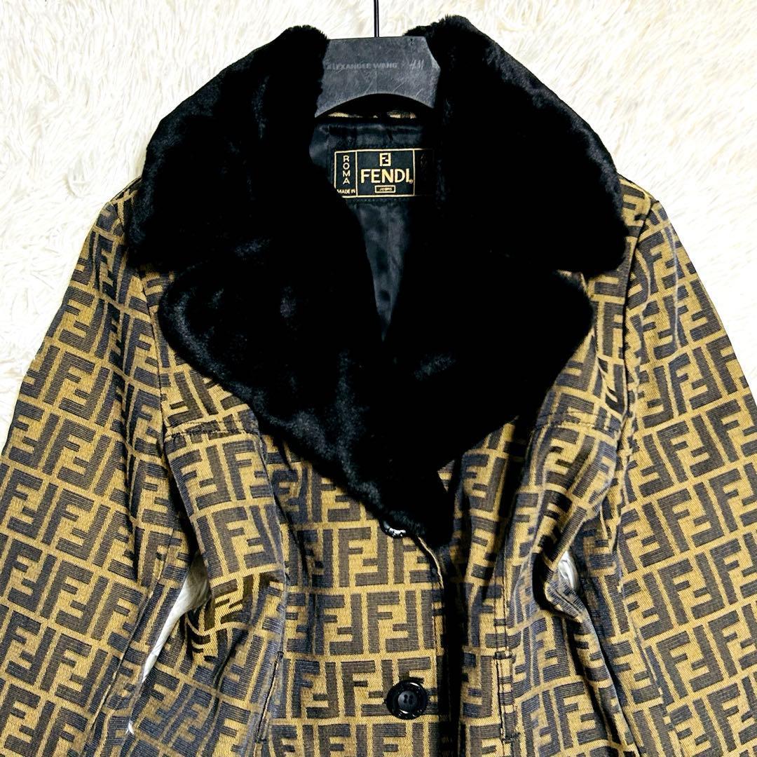 FENDI フェンディ トレンチコート 2way 取り外し可能 ファー ズッカ柄