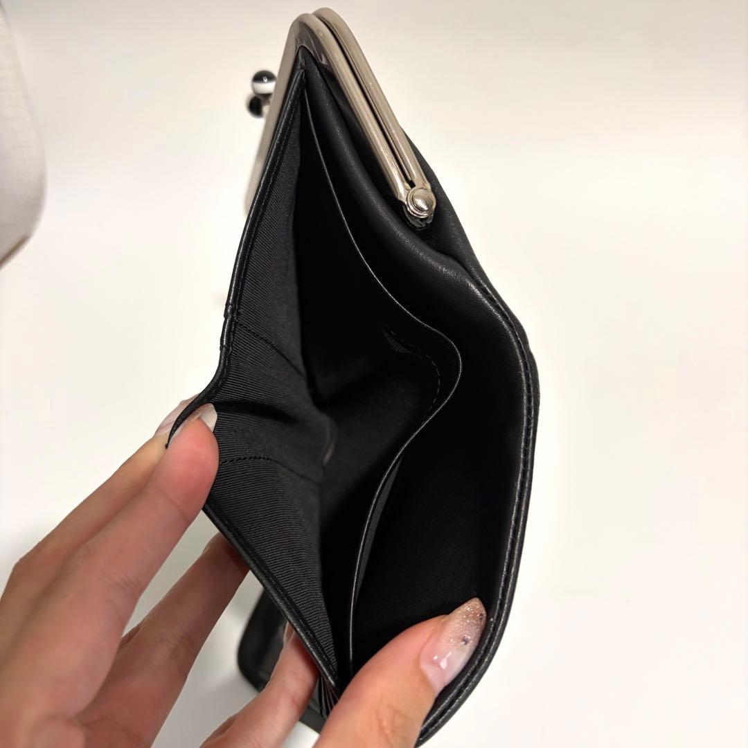 良品 agnes b. アニエスベー がま口財布 レザー 本革 ブラック