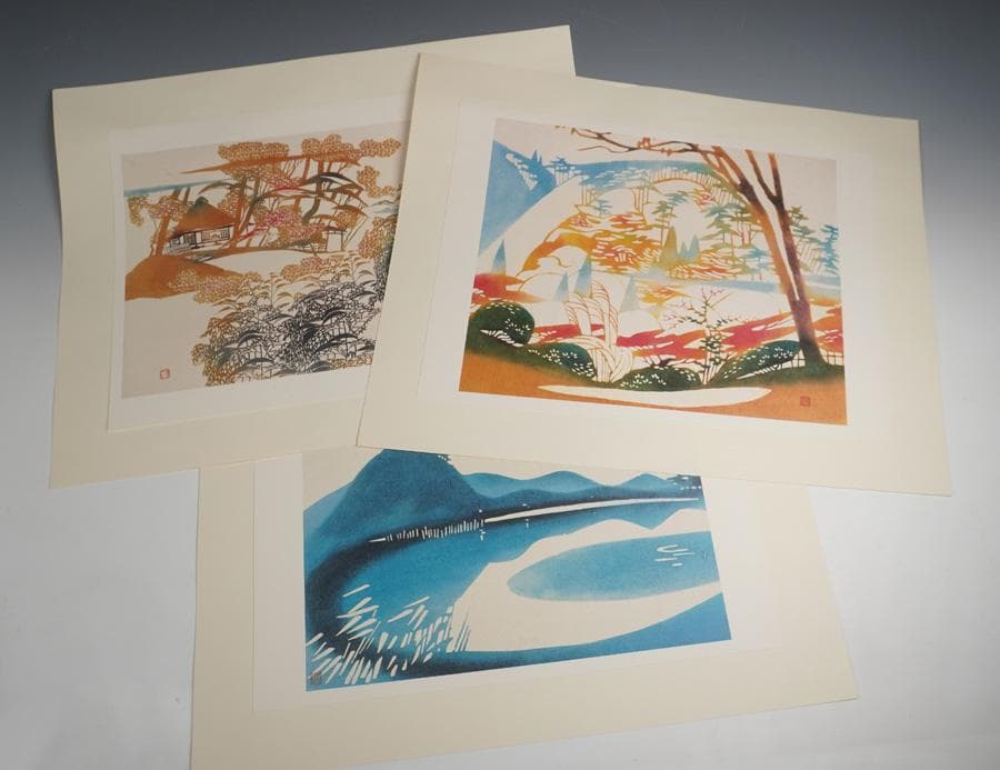 人間国宝 稲垣稔次郎 作品集 版画 木版画 12枚入 京都 風景