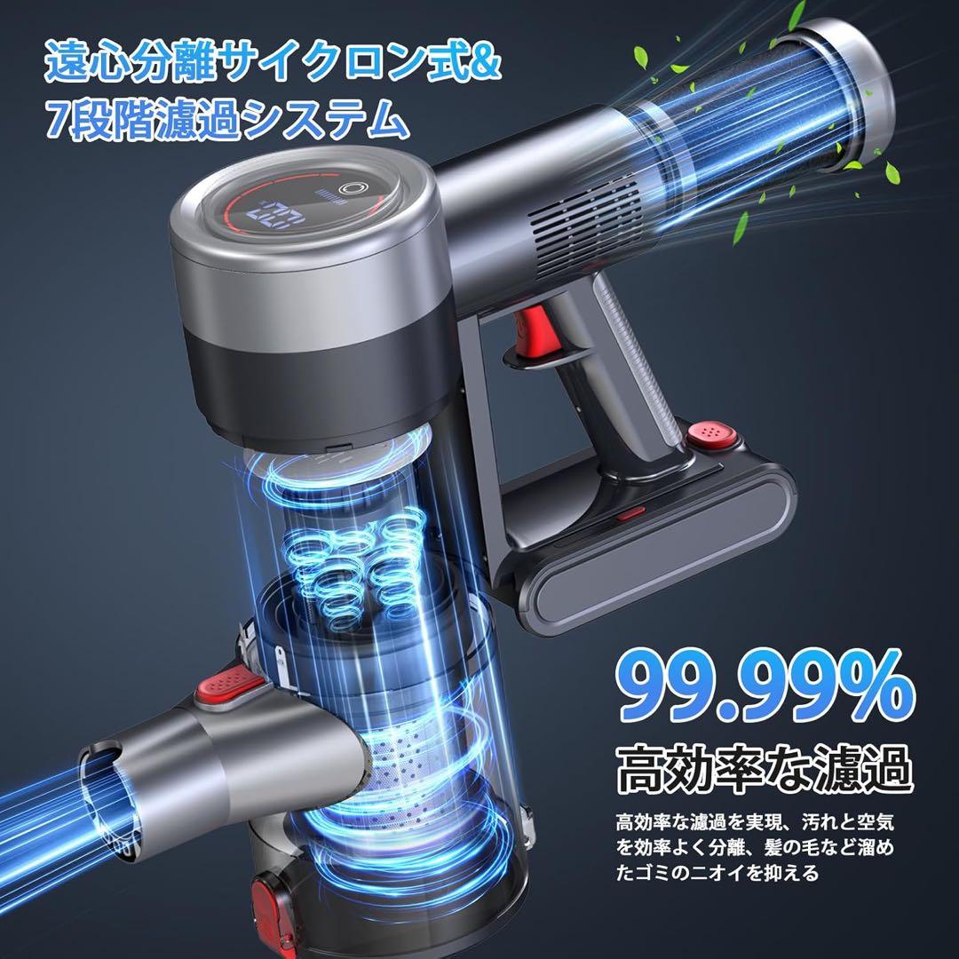 掃除機 コードレス 新品 120KPa強力吸引 65分稼働 軽量 自立式 LED