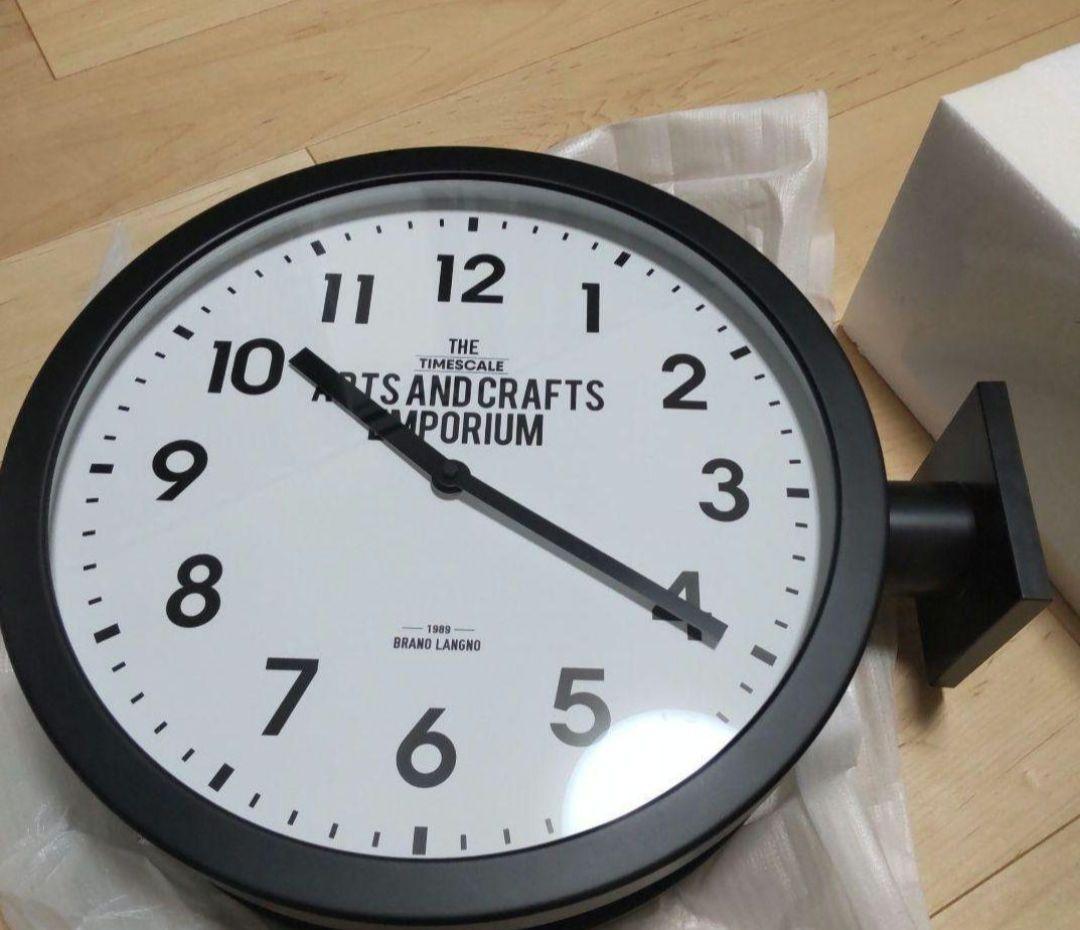 インターフォルム　両面時計　ダブルフェイスクロック　ブラック黒　壁掛け時計　新品