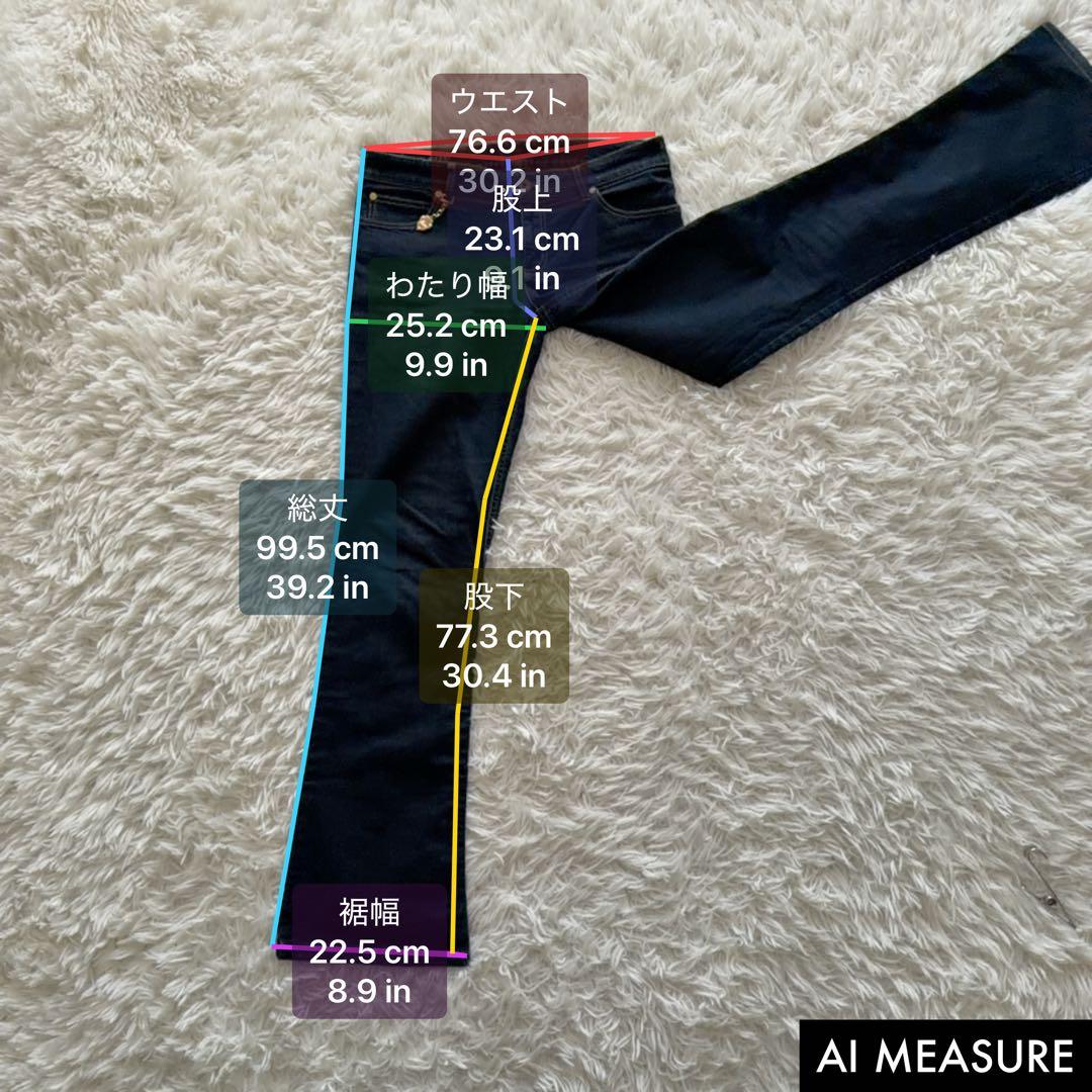 GUCCI ブーツカットデニム フレア 金ボタンロゴチャーム付き 革パッチ 40