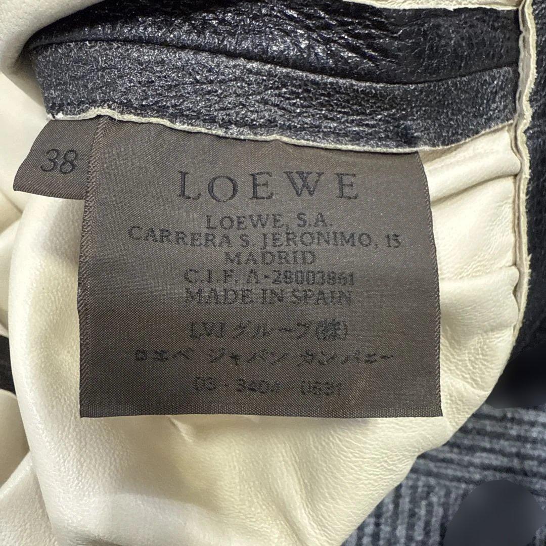 R00806 LOEWE ロエベ　ブラック ノースリーブワンピース レザー