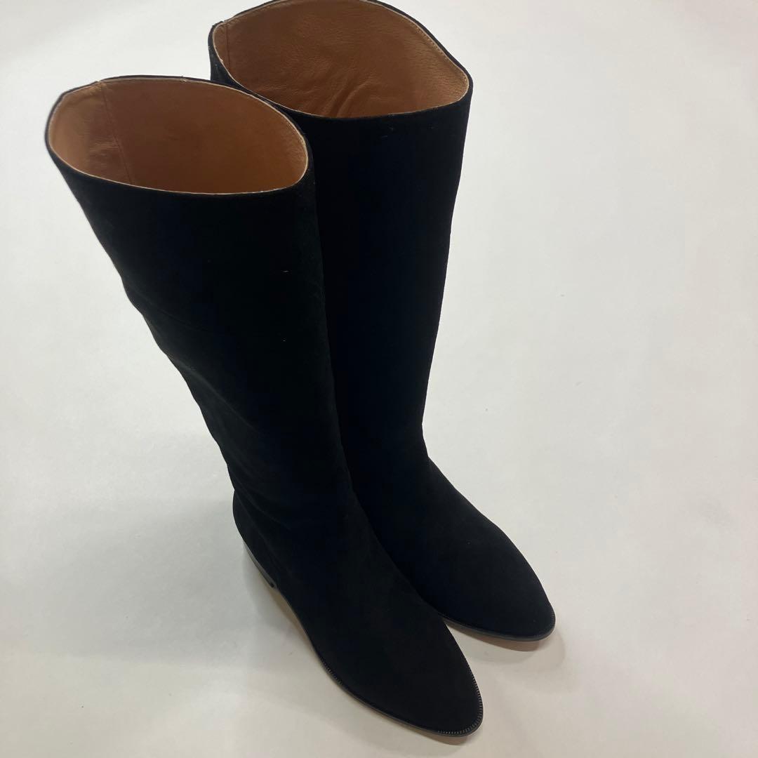 【新品未使用】インゲボルグ 黒 本革ヌバック ロングブーツ/定価66000-